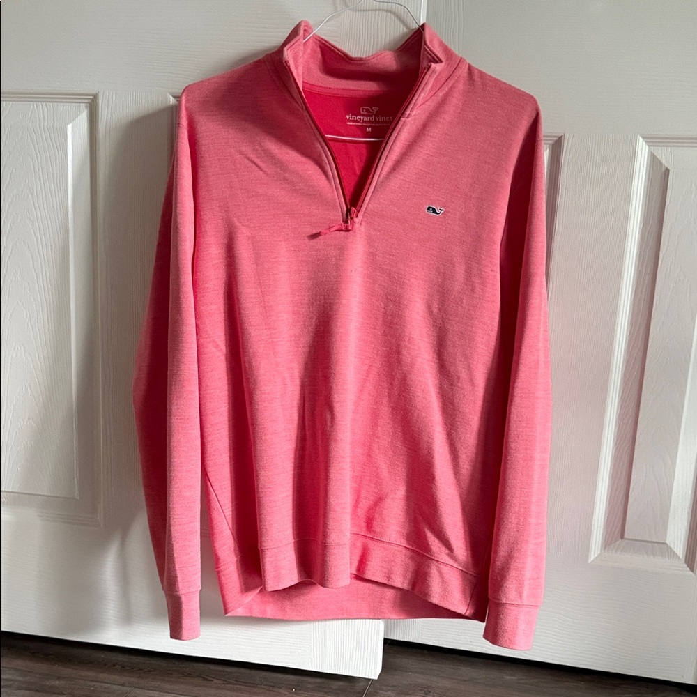 Vineyard Vines Coral Quarter-Zip Sweater